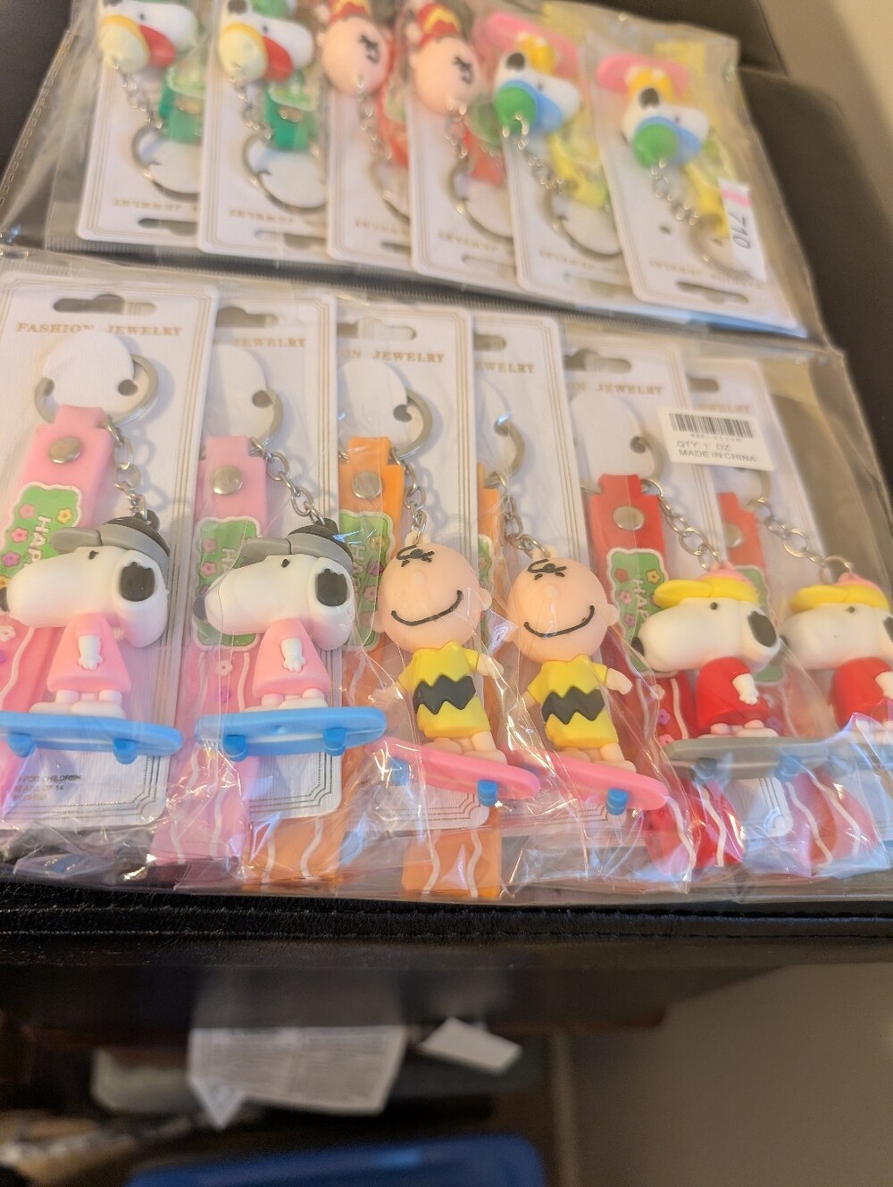 Peanuts Inspired Keychain Set with  Charlie Brown &  Snoopy Skateboards